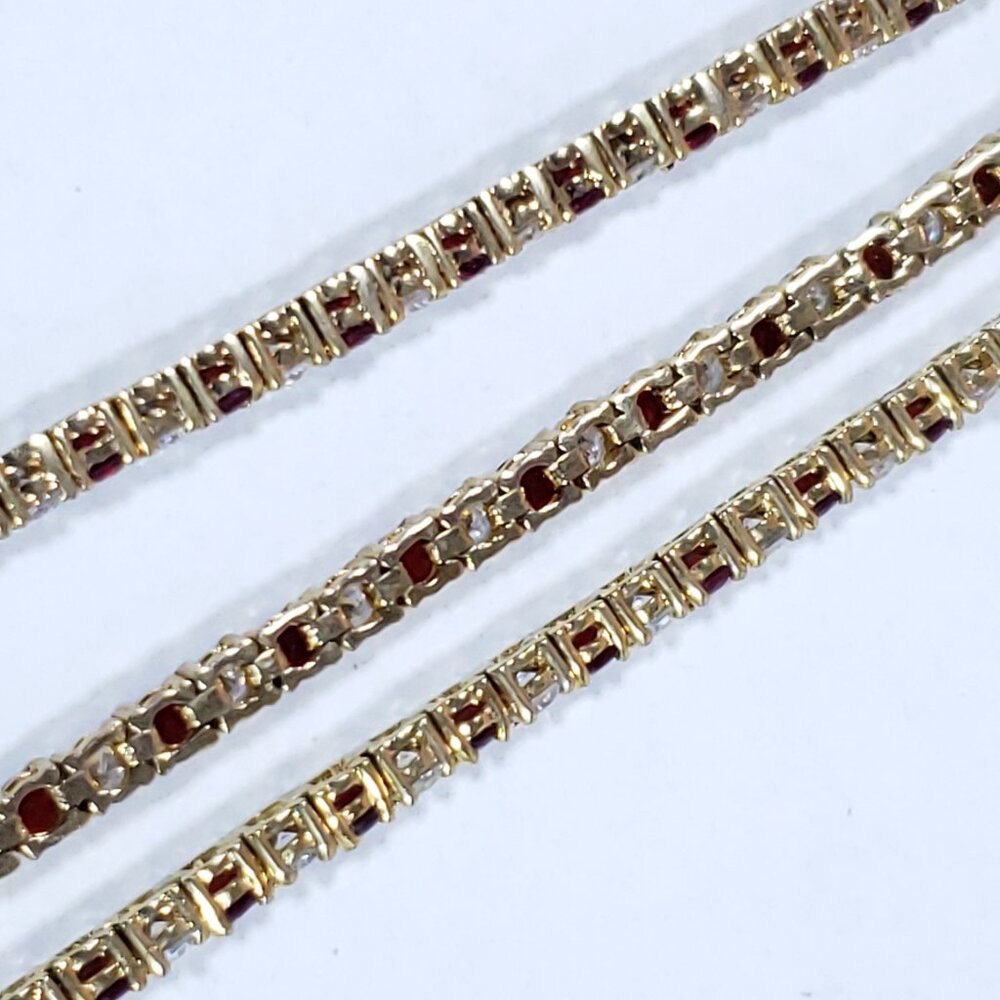 3 Red & White Rhinestone Bracelets - Picture 7 of 9